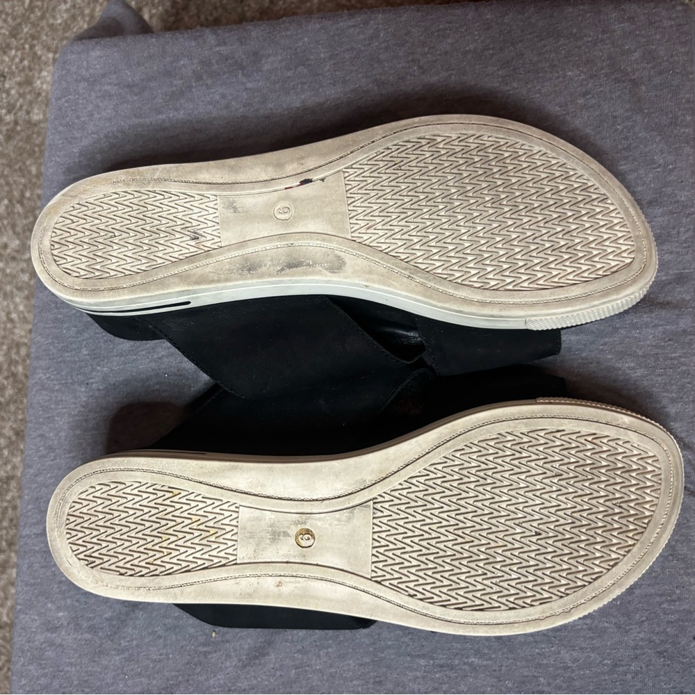 EILEEN FISHER Grand Platform Heel Cutout Suede Rubber Slip On Slide Sandals 9 - Picture 4 of 5